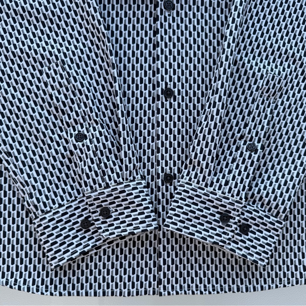 Dkny Black Gray White Geometric Pattern Long Slee… - image 5